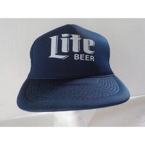 VTG Lite Beer Snapback Trucker Hat Ballcap Designer Pro Dark Blue